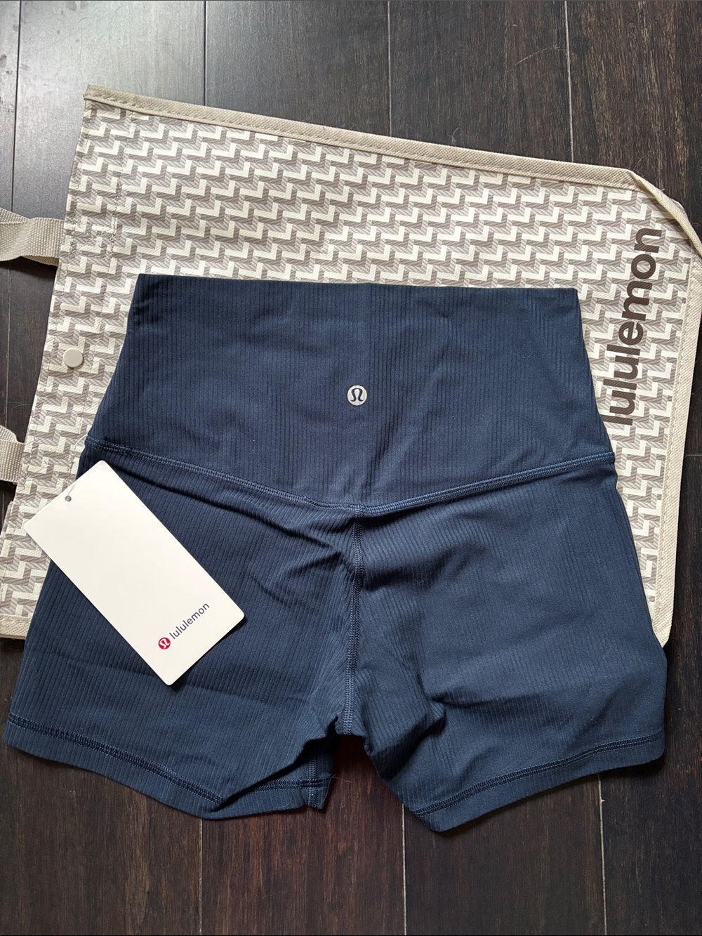 LULULEMON ALIGN RIBBED HR SHORTS 4” in TRUE NAVY SZ 6,8 NWT